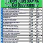 prop bet sheet
